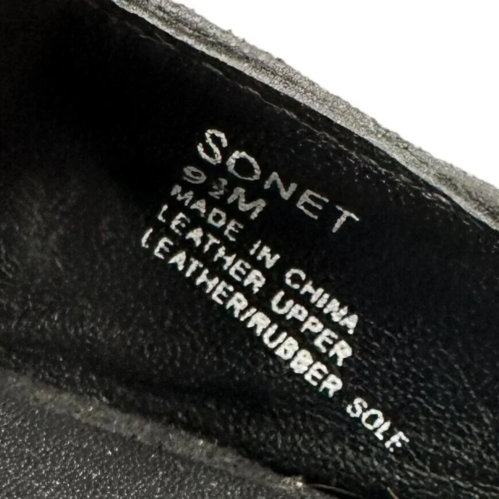 Donald J. Pliner SONET Beaded Black Suede Peep Toe Flats Size 9.5 M